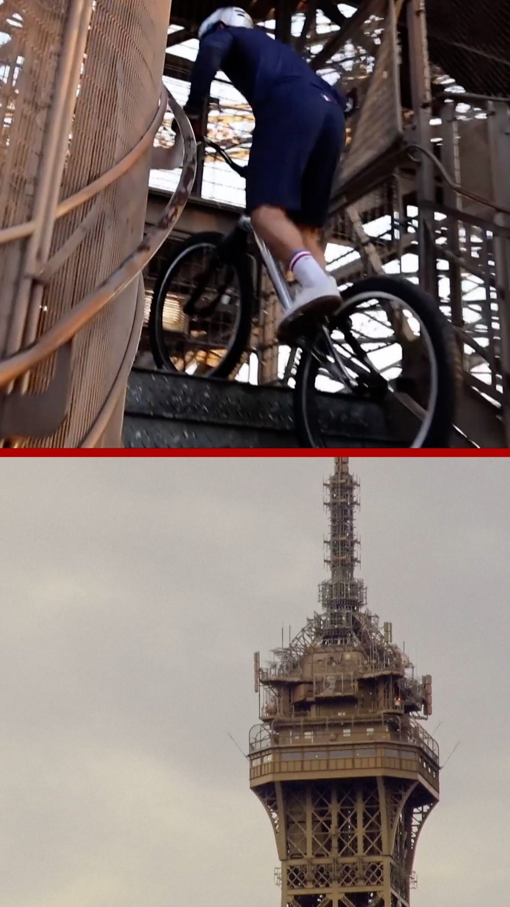 спортсмен на велосипеде и Эйфелева башня