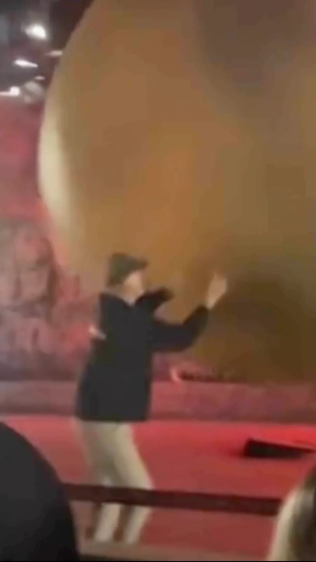 Radnik u Diznilendu pokušava da zaustavi rekvizit kuglu