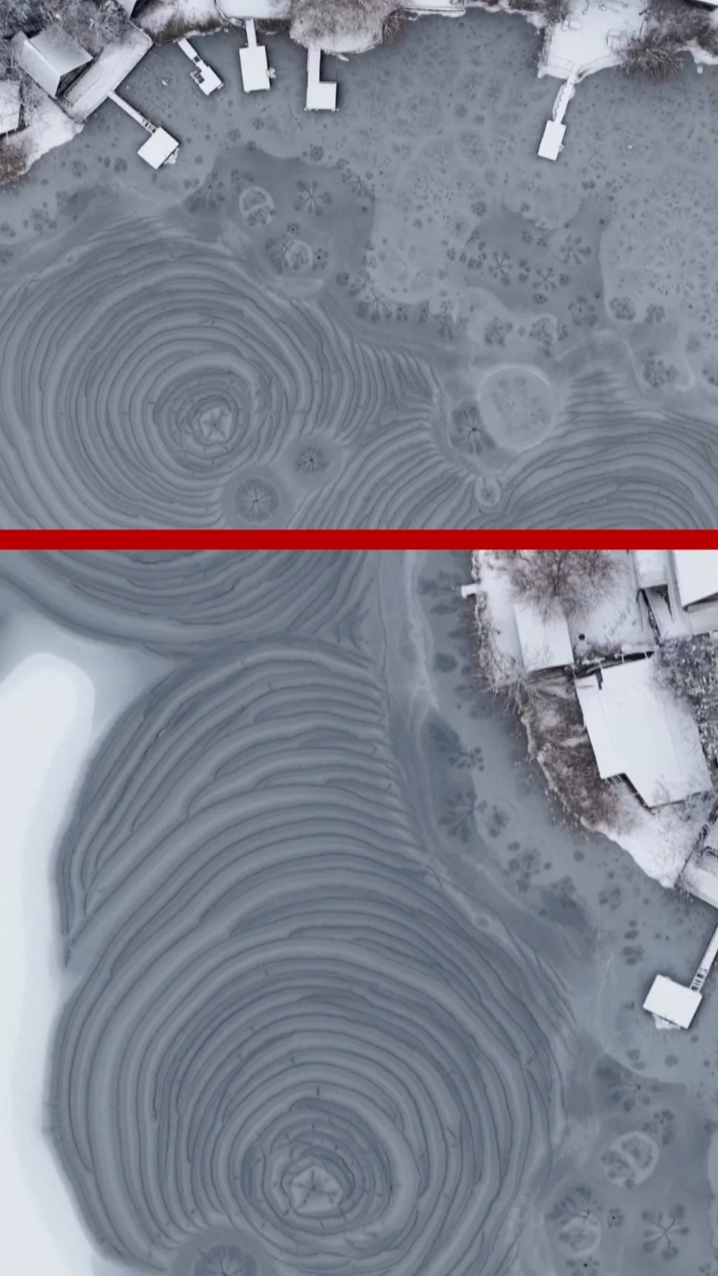 हिमपातपछि तालमा मनमोहक आकृति