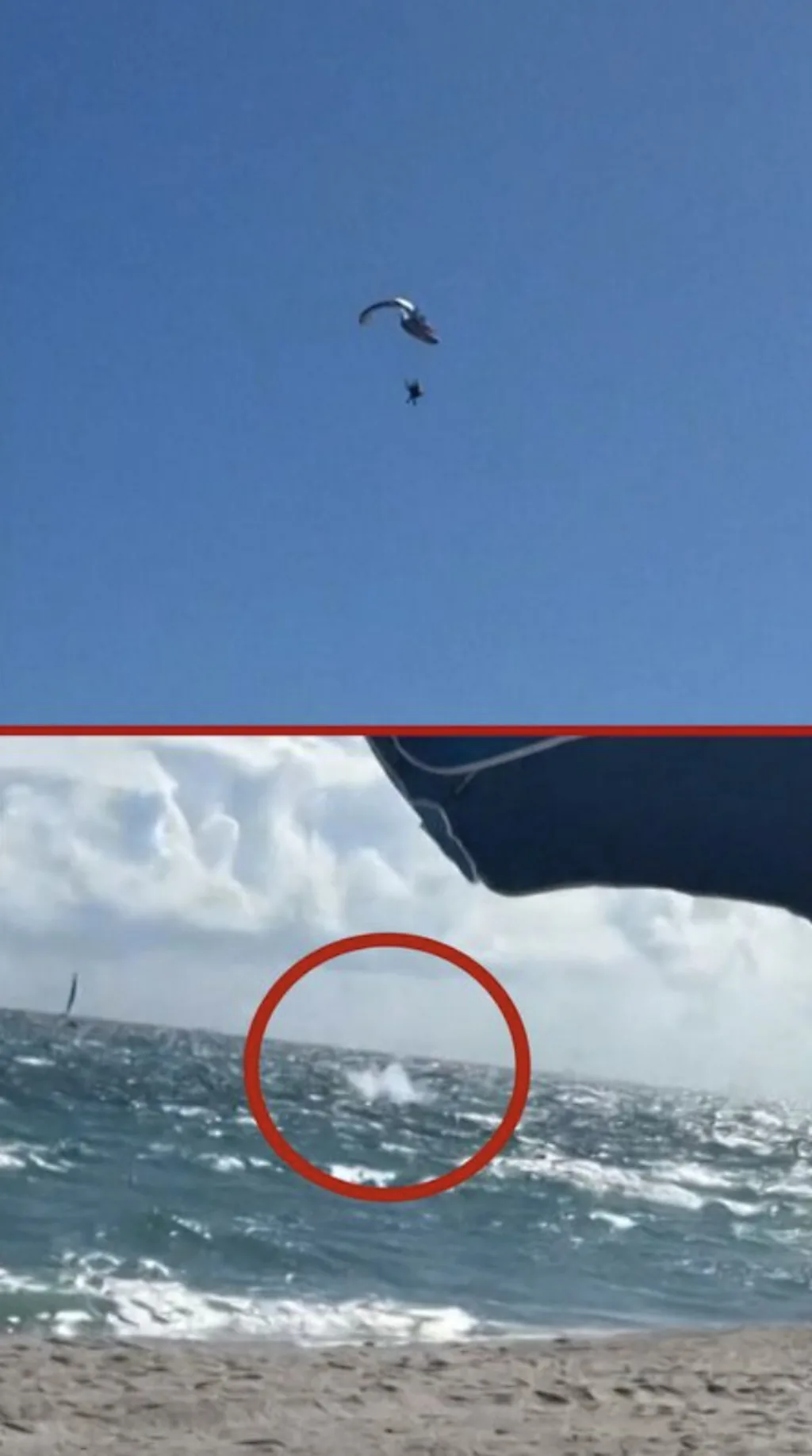 මීටර් 150ක උසකින් මුහුදට වැටුණත් පැරාග්ලයිඩර් දිවි බේරාගනී