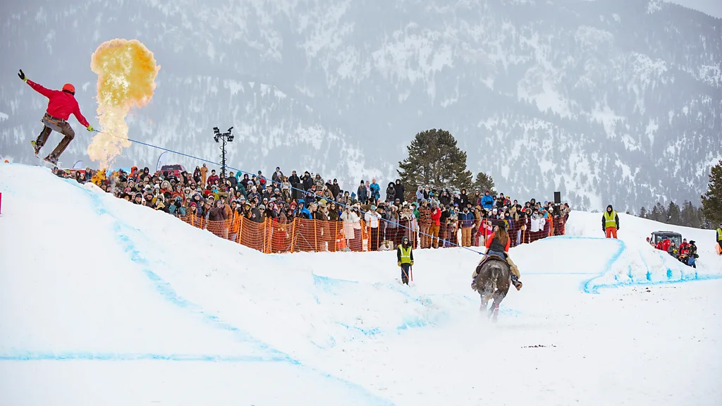The sport's mix of skiing and cowboy culture has turned small-town events into major drawcards (Credit: Keely Jackson)