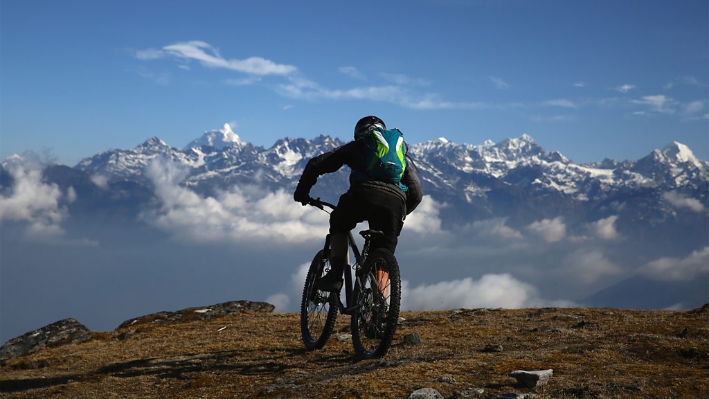 Mountain biking on the top of 