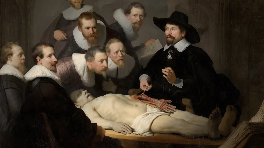 Rembrandt's 1632 painting The Anatomy Lessons of Nicholaes Tulp. It depicts the dissection of an executed criminal (Credit: Mauritshuis, The Hague)