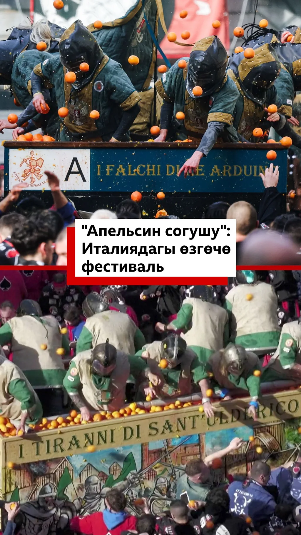 "Апельсин согушу": Италиядагы өзгөчө фестиваль
