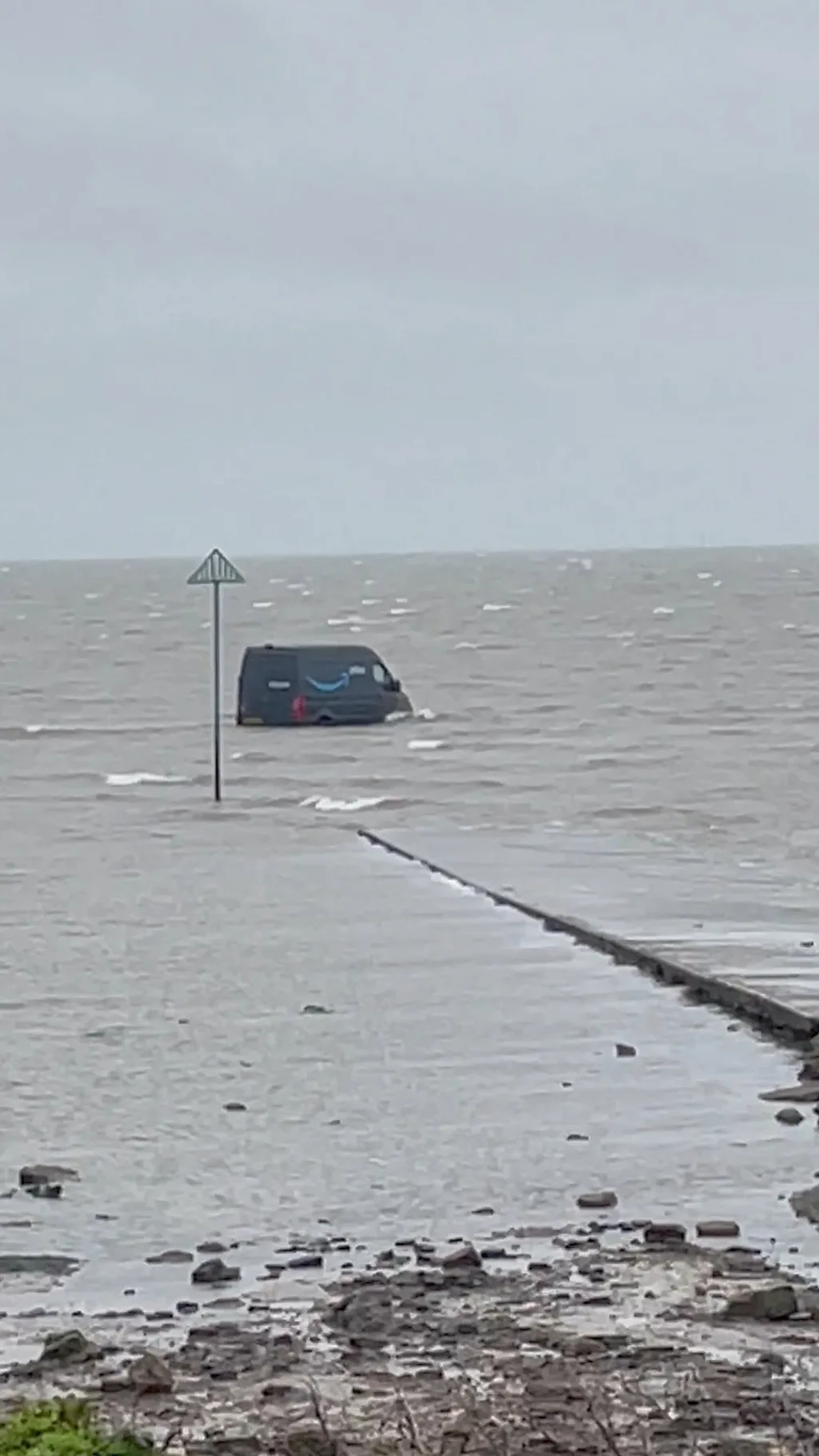 समुद्री तटको दलदलमा फसेको डेलिभरी भ्यान यसरी निकालियो