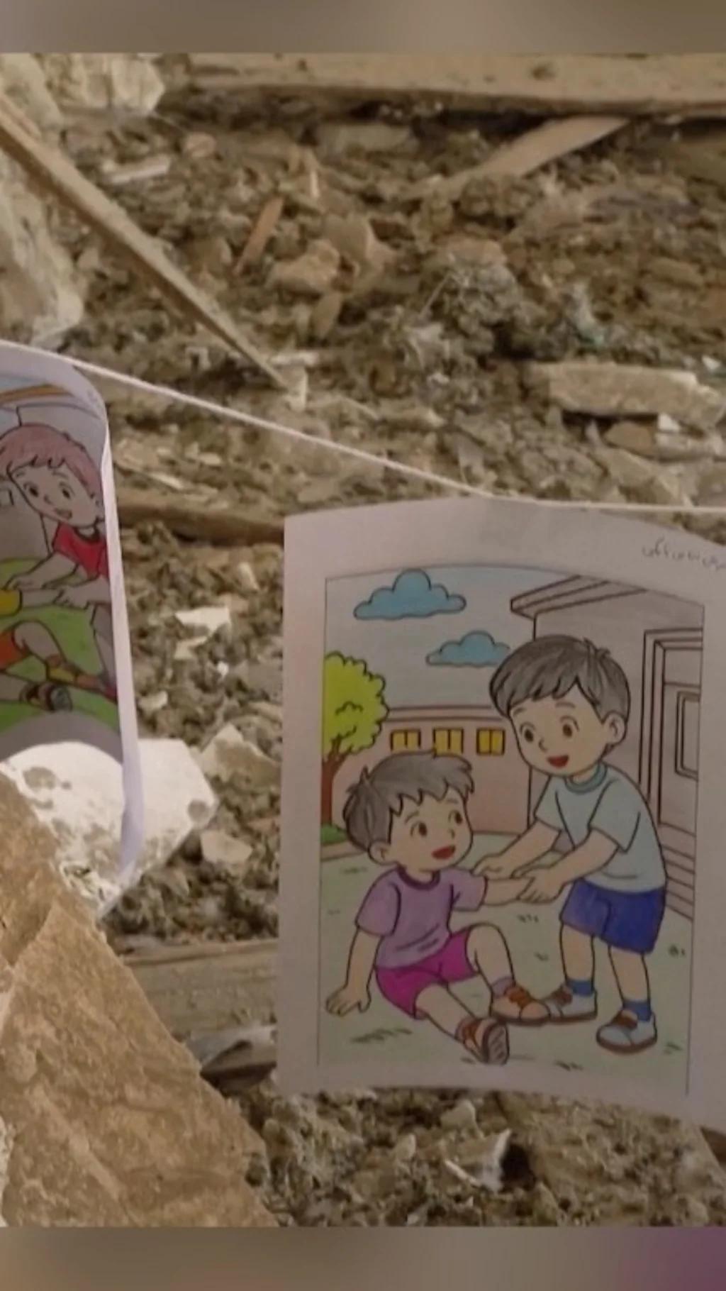 детская раскраска на фоне руин