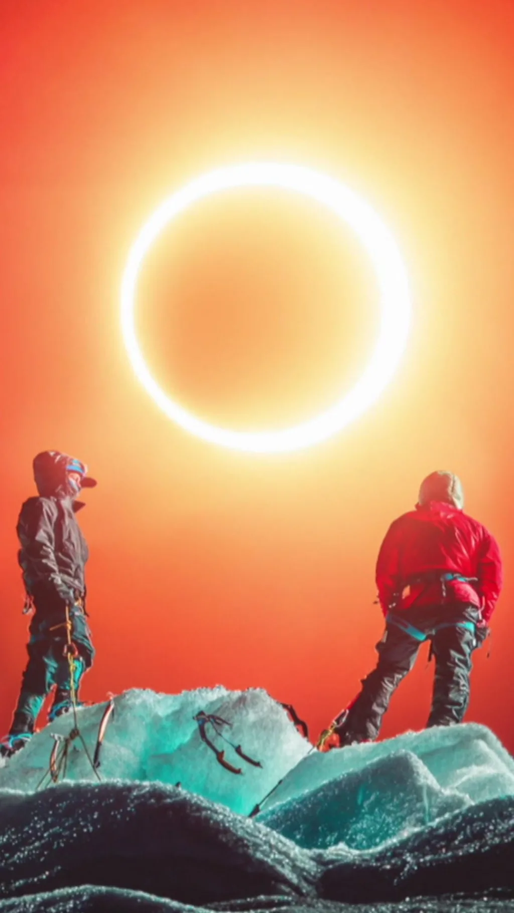 солнечное затмение над ледником