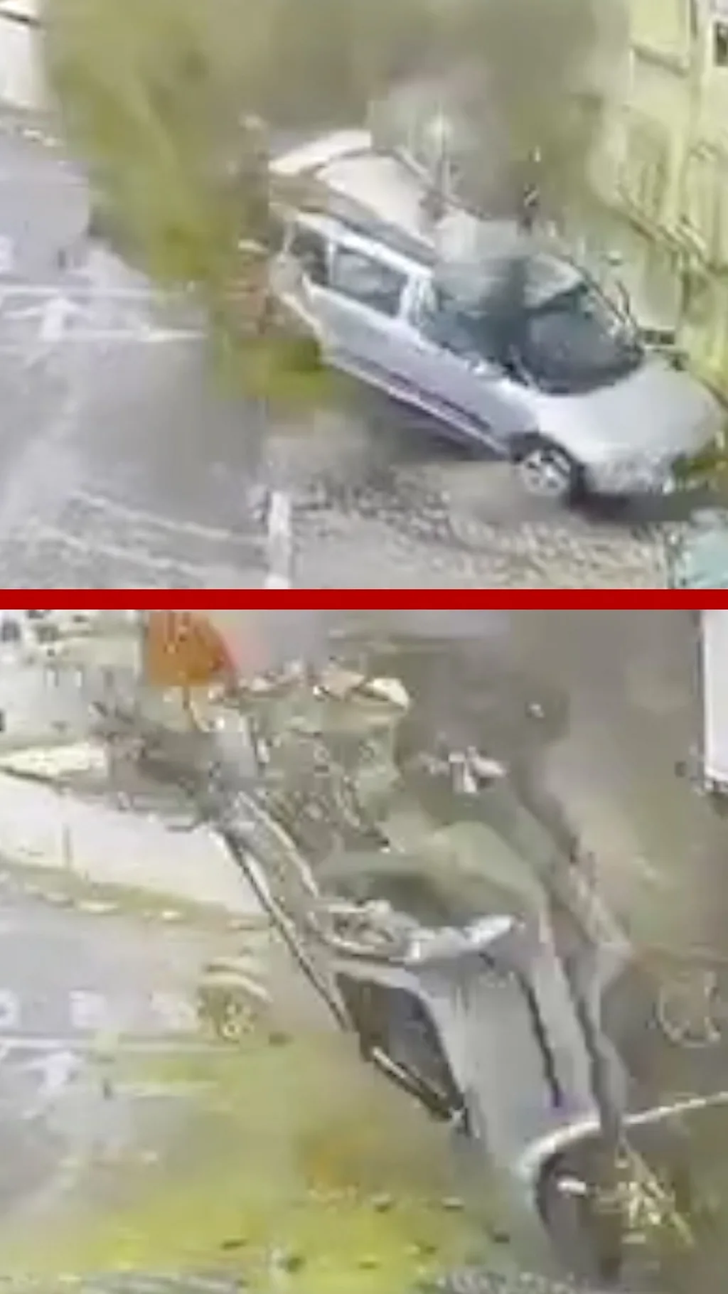 क्षेप्यास्त्र बज्रिएपछि यसरी उछिट्टियो कार