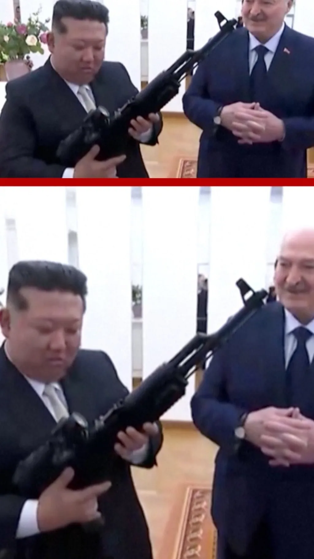 किम जङ अनले पाए बेलरुसका राष्ट्रपतिबाट अटोमेटिक राइफल उपहार