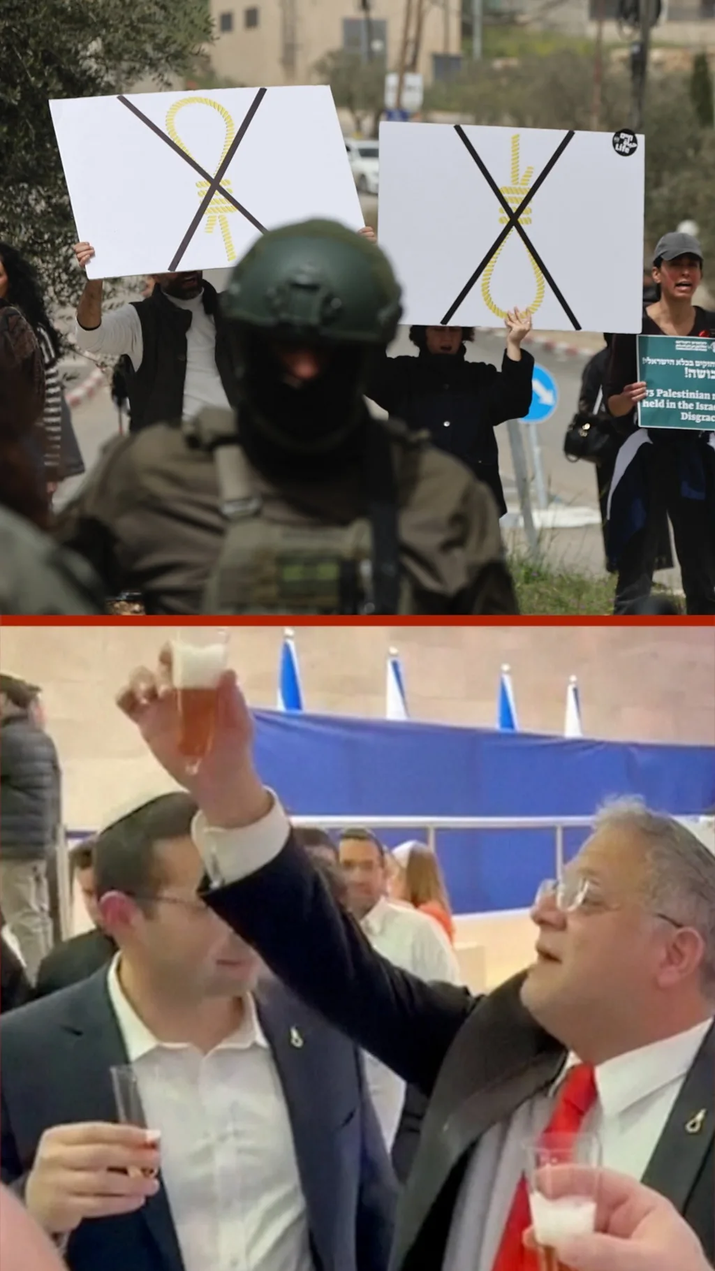 Министр национальной безопасности Израиля поднимает бокал шампанского за принятый закон о смертной казни