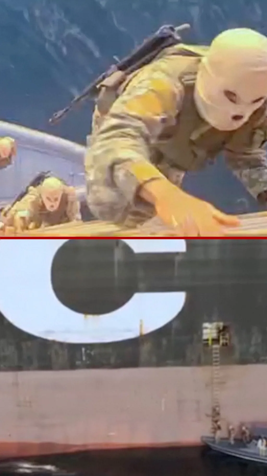 Кадры захвата Ираном контейнеровозов в Ормузском проливе.