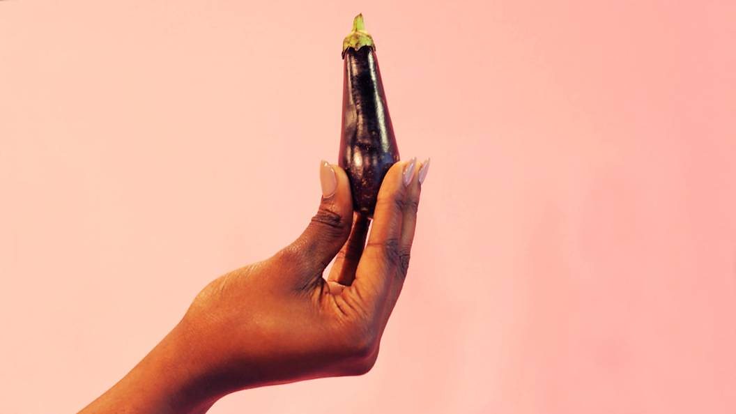 A small aubergine in hand