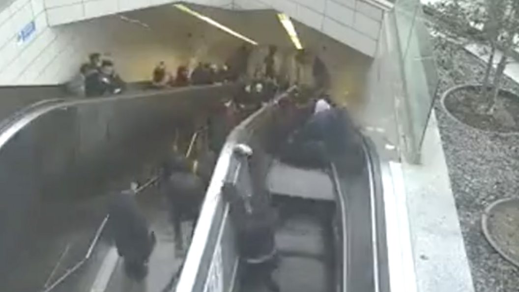 Gaping Hole Appears In Metro Station Escalator And Swallows Man Bbc Three