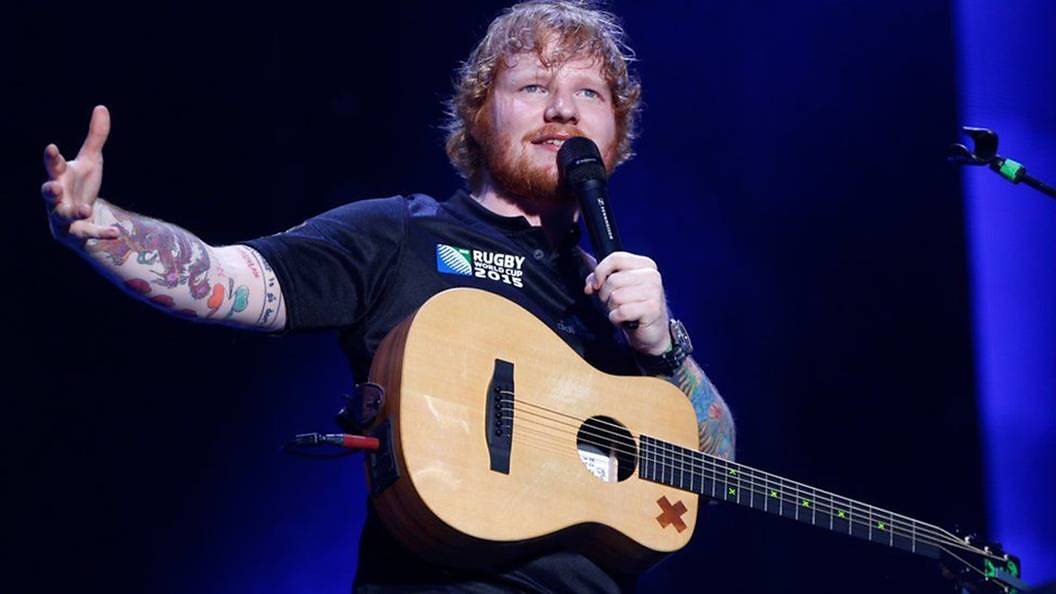 Ed Sheeran on stage with guitar