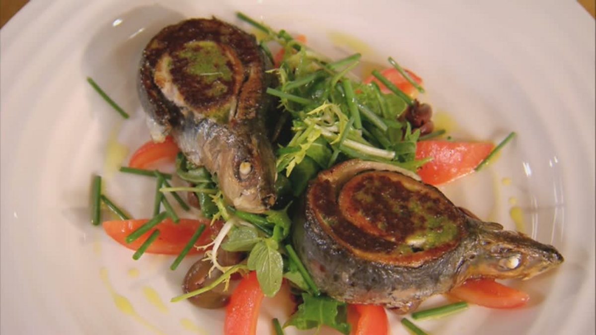 Bbc Two Great British Food Revival Series Three Sardines And Gooseberries Stuffed Sardines With Tomato Sauce By Giorgio Locatelli