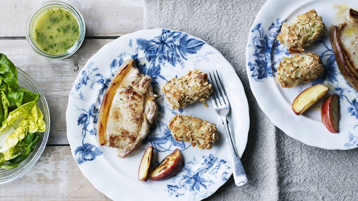 BBC Two James Martin Home Comforts, Series 1, Midweek Suppers, Grilled pork chop with almond