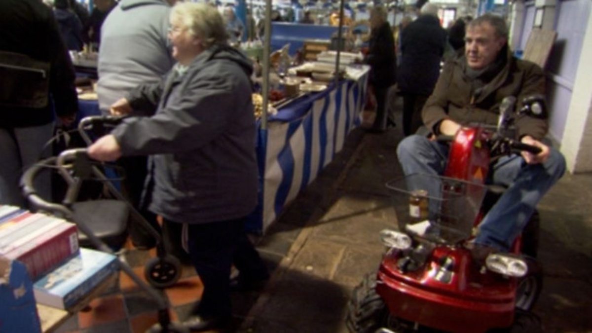 BBC One Top Gear, Series 18, Episode 4, The Top Gear team use mobility scooters