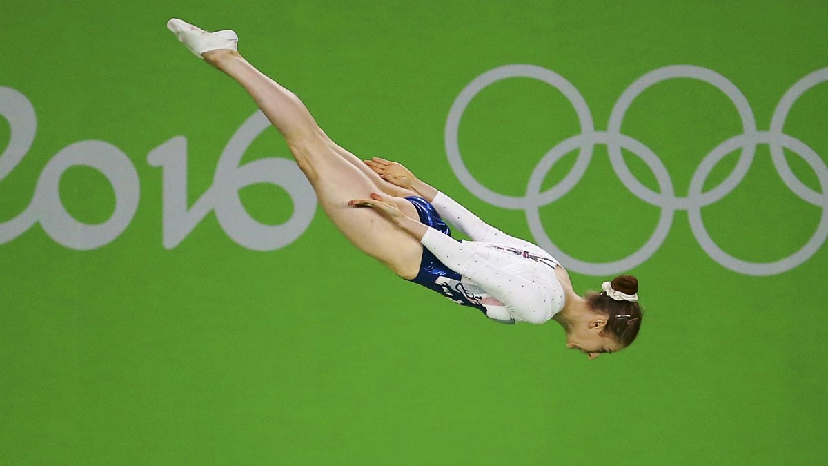 BBC Sport Olympic Gymnastics Trampoline, 2016, Final Women's, featuring Team GB's Kat