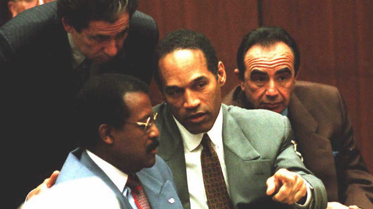 Hold trial. OJ Simpson Trial. OJ Simpson on Court Gloves.