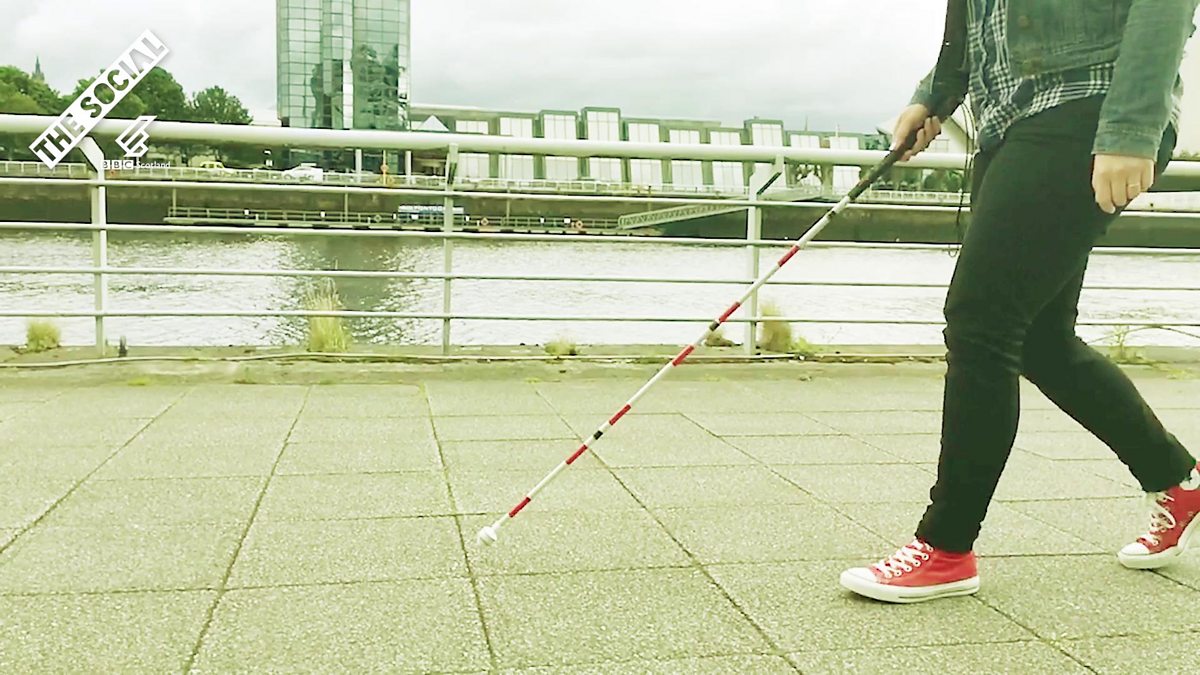 BBC Scotland The Social, What does a red and white striped cane mean?