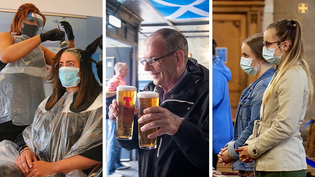 BBC News Scotland, Pubs, cafes and hairdressers reopen in Scotland