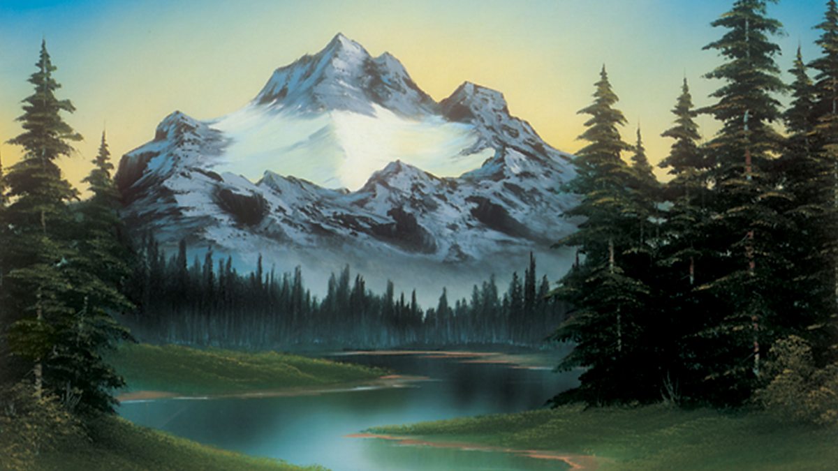 Bob Ross gives a fabulous lesson in painting rugged and rocky natural surfa...
