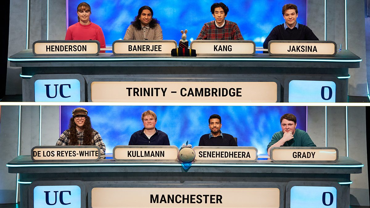 University Challenge 2023/24 1. Trinity College, Cambridge v Manchester BBC iPlayer