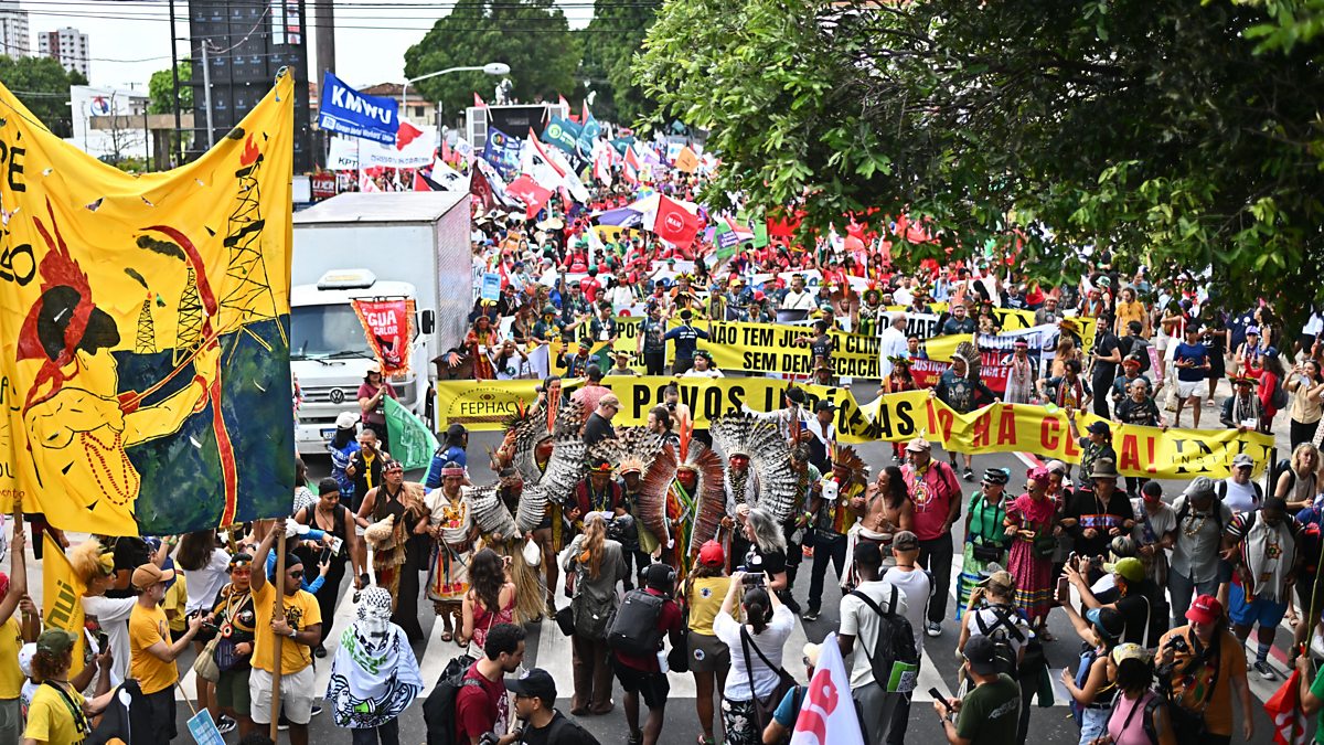 Thousands march outside COP30 summit