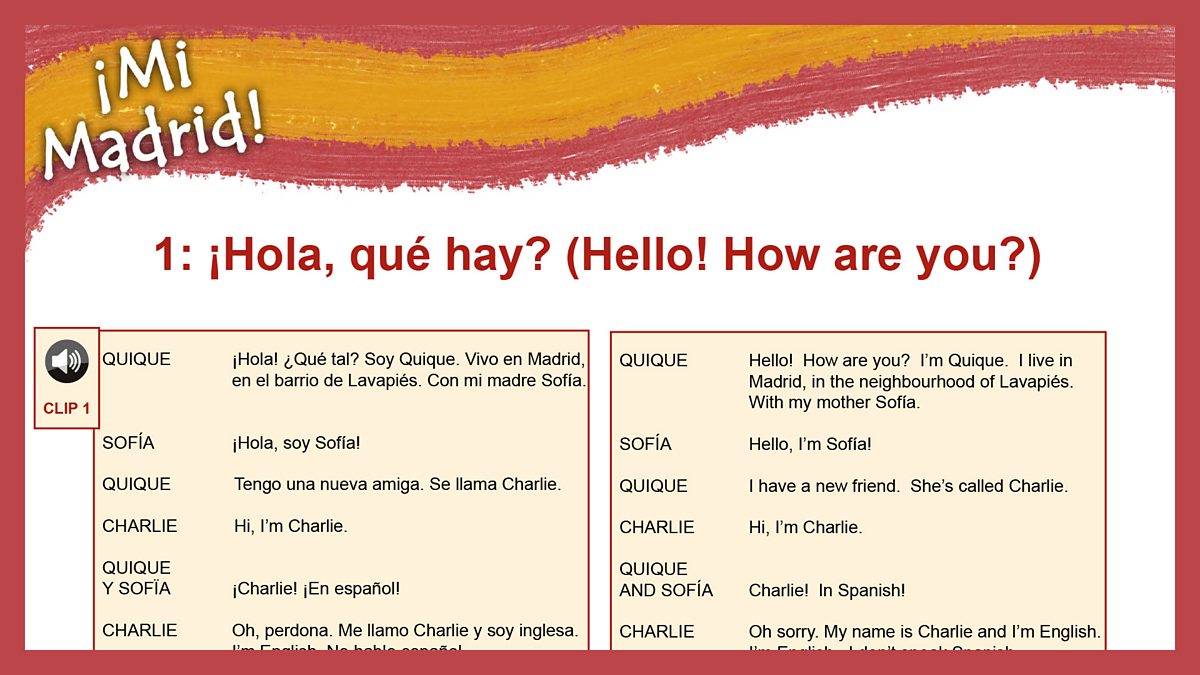 Ks2 Spanish 1 Hola Que Hay Hello How Are You Bbc Teach. 