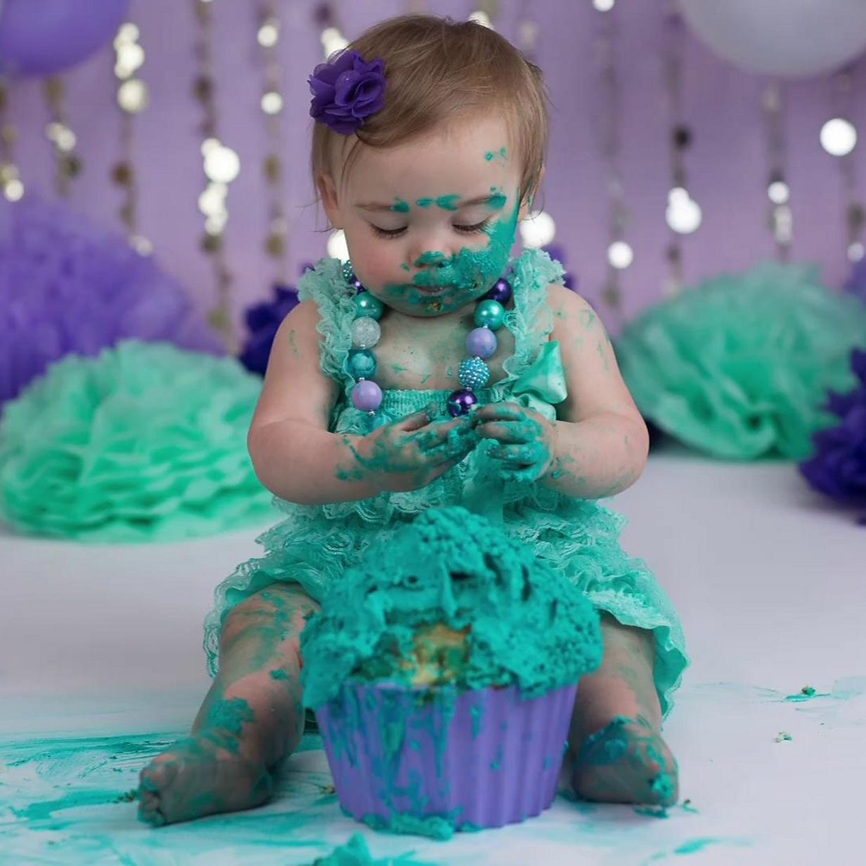 Luka: My Rainbow Baby and Closing a Chapter of Motherhood - Green Rainbow  Themed 1st Birthday Cake Smash Session · KristeenMarie Photography