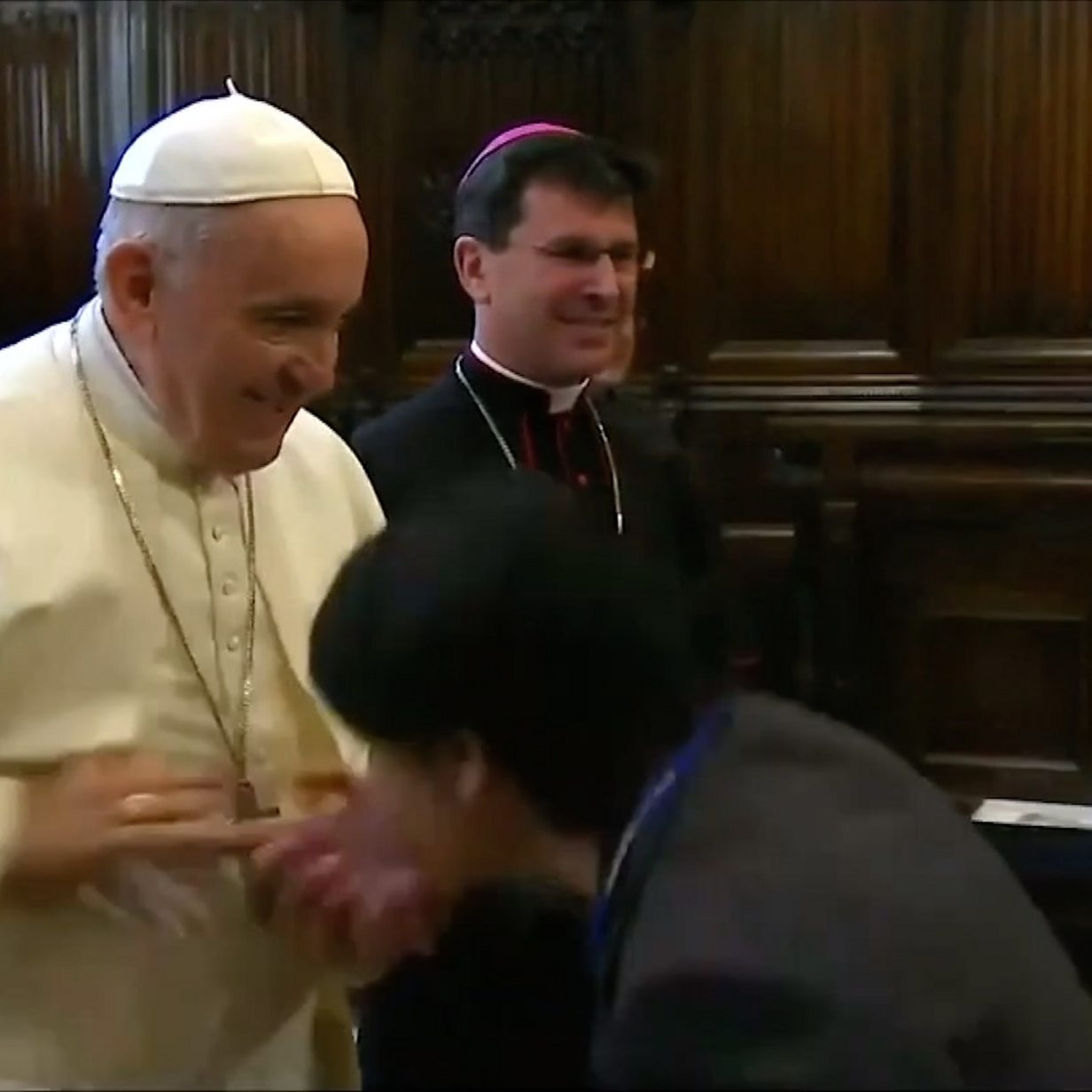 foretage Hammer Præfiks Pope Francis slaps pilgrim's hand after she yanks his arm - BBC News