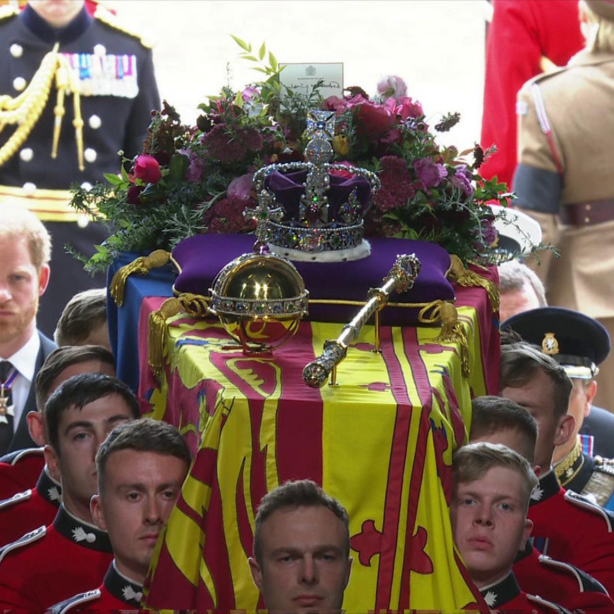 The dazzling crown which sat on the Queen's coffin - BBC News