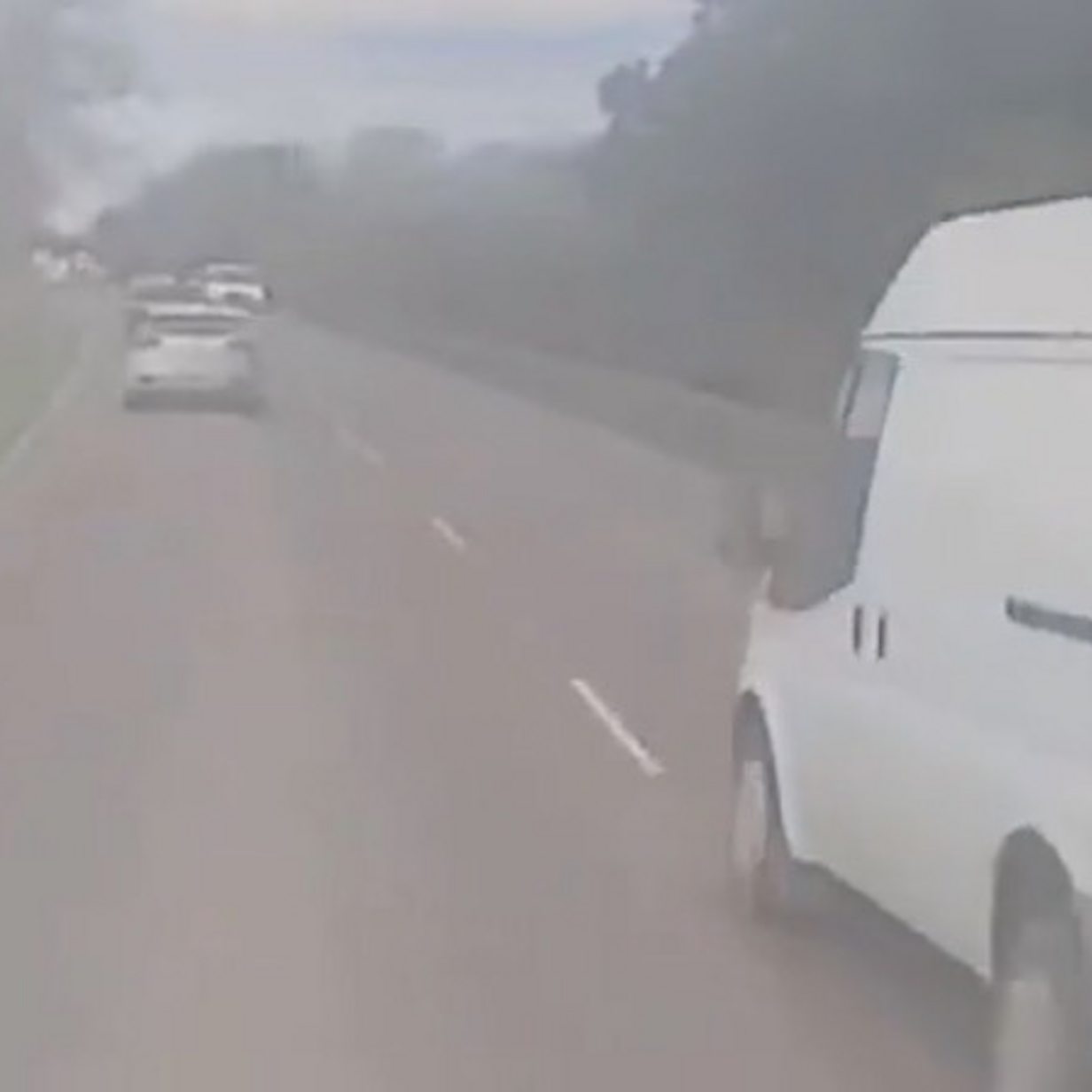 Overtaking van narrowly avoids crash in Cambridgeshire