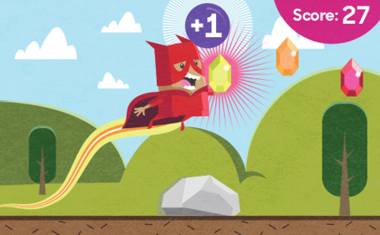 An illustration of a computer game using variables to keep track of score.