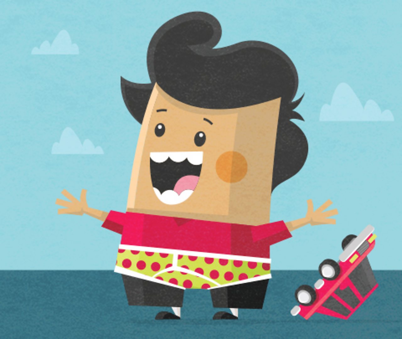An illustration of a boy with underwear over trousers to show the importance of sequences