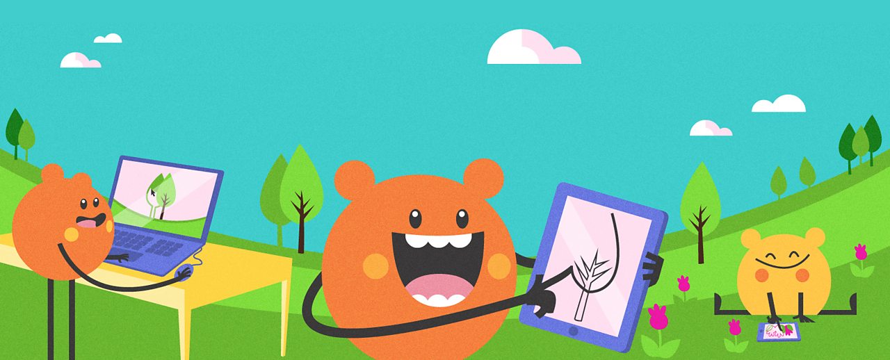 A character holding a tablet