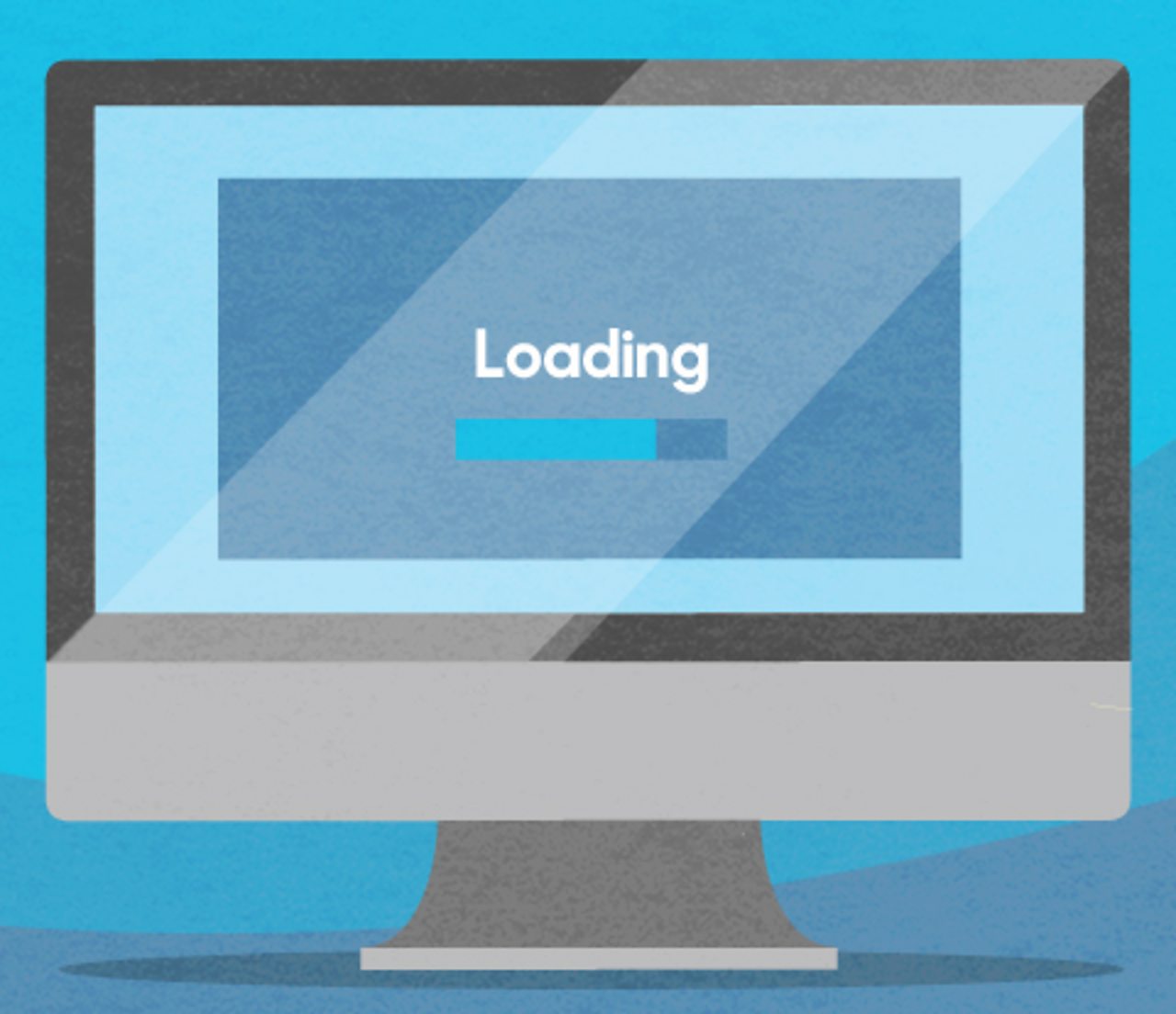 A loading screen on a computer monitor.