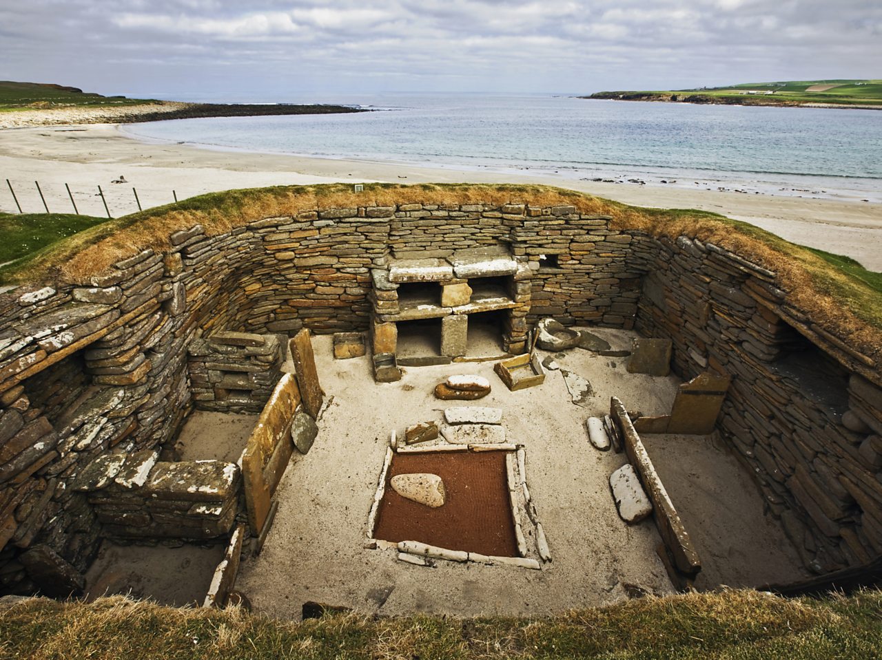 A Viking settlement at Skara Brae in the Orkney Islands, Scotland