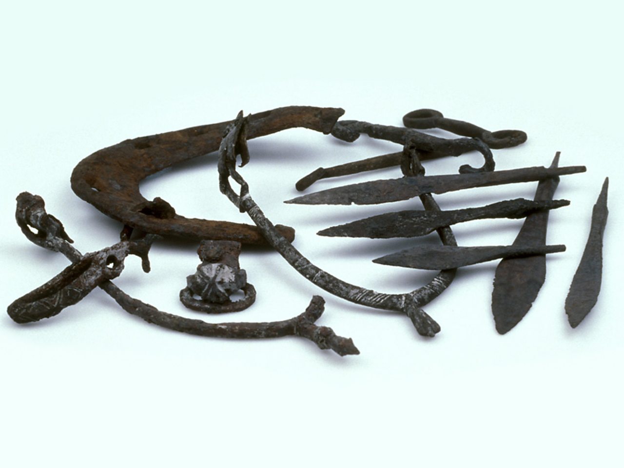 Stirrups, weapon-points, and a horseshoe found at Jorvik