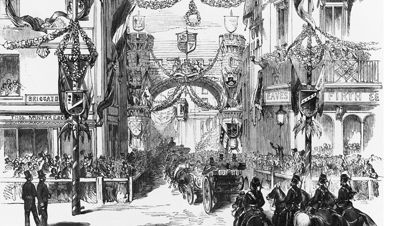 The royal procession on its way to open the new town hall in Leeds.