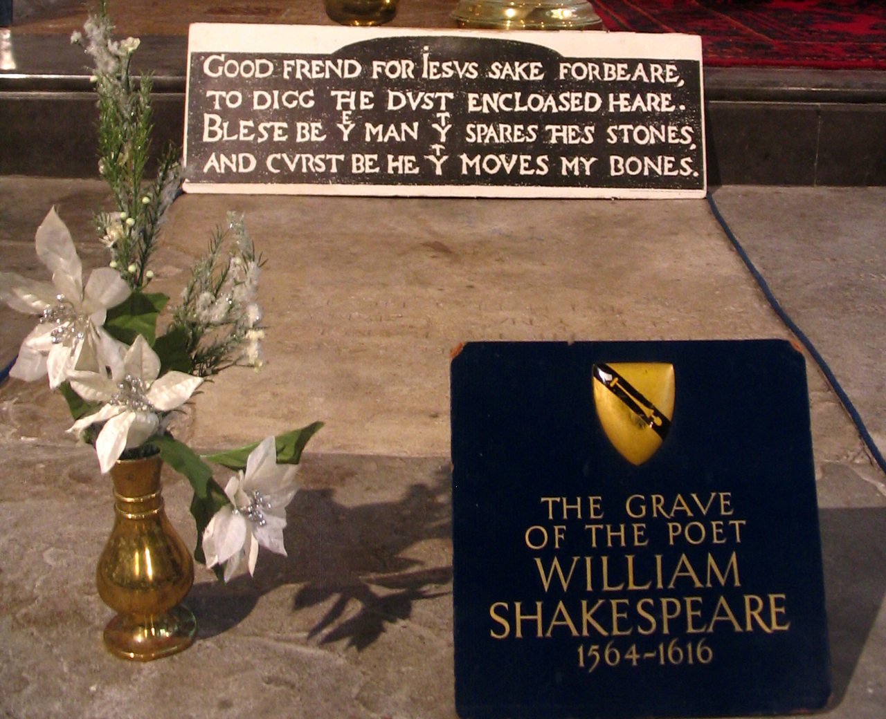Shakespeare's grave in Holy Trinity, Stratford-upon-Avon.