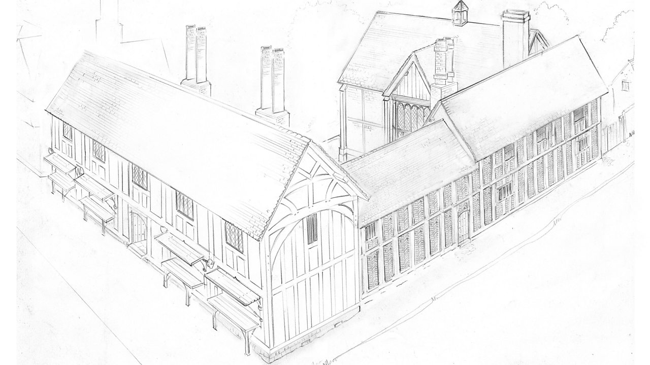 A sketch of New Place, Shakespeare's house in Stratford-upon-Avon