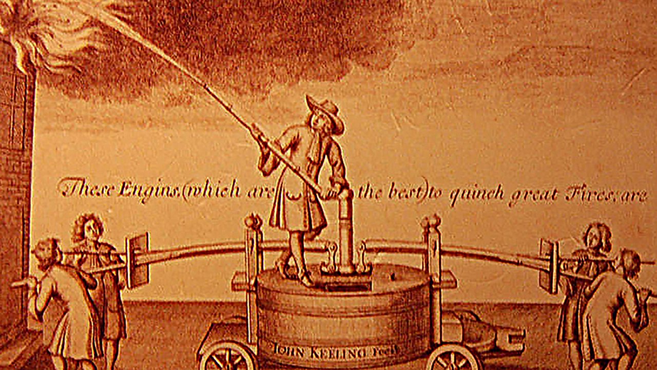 An example of an early fire 'engine' - This type of equipment existed at the time of the Fire - but had little or no impact
