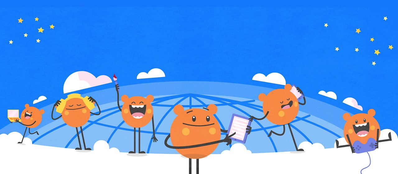 characters holding handheld computers