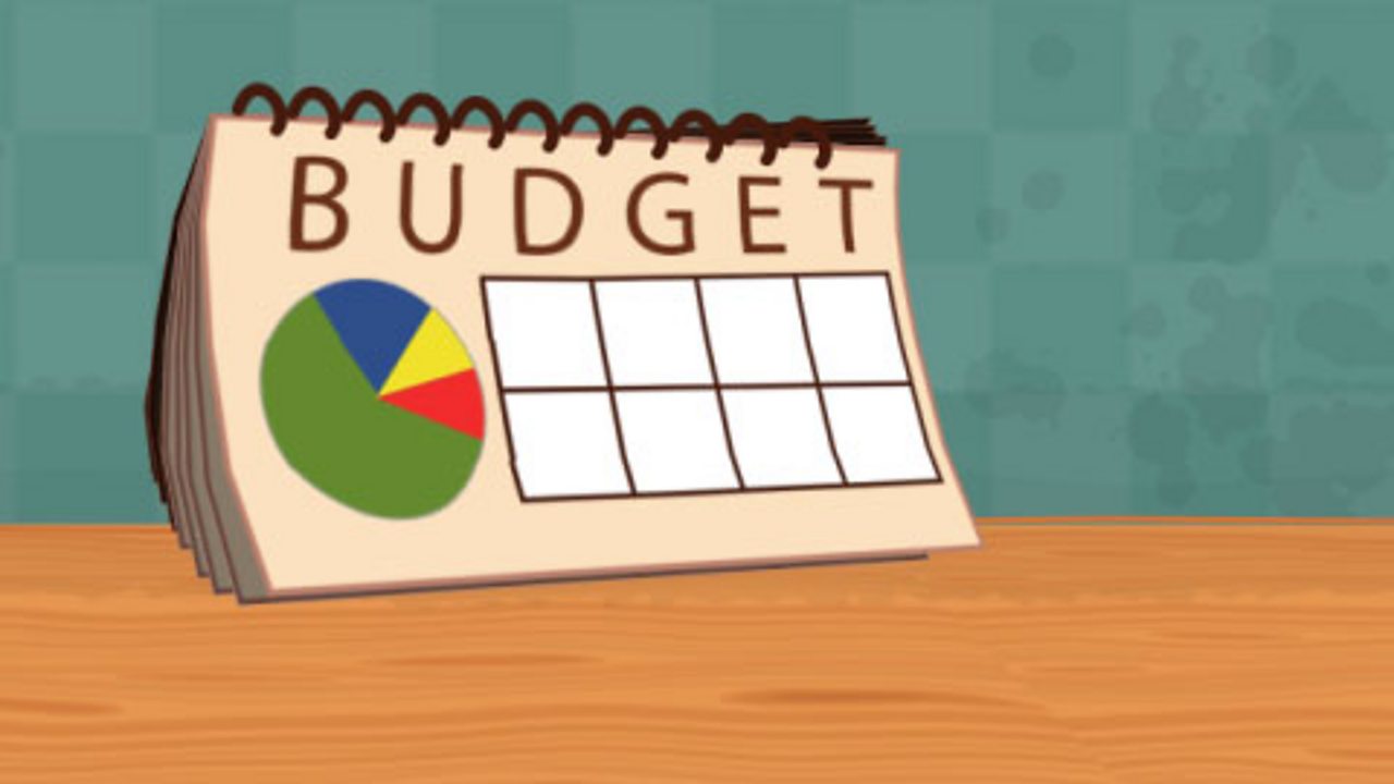 A budget with a pie chart