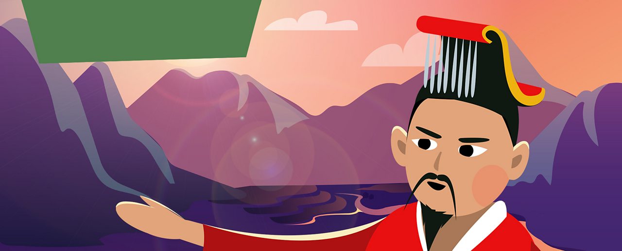 The Shang King stood next to a range of mountains