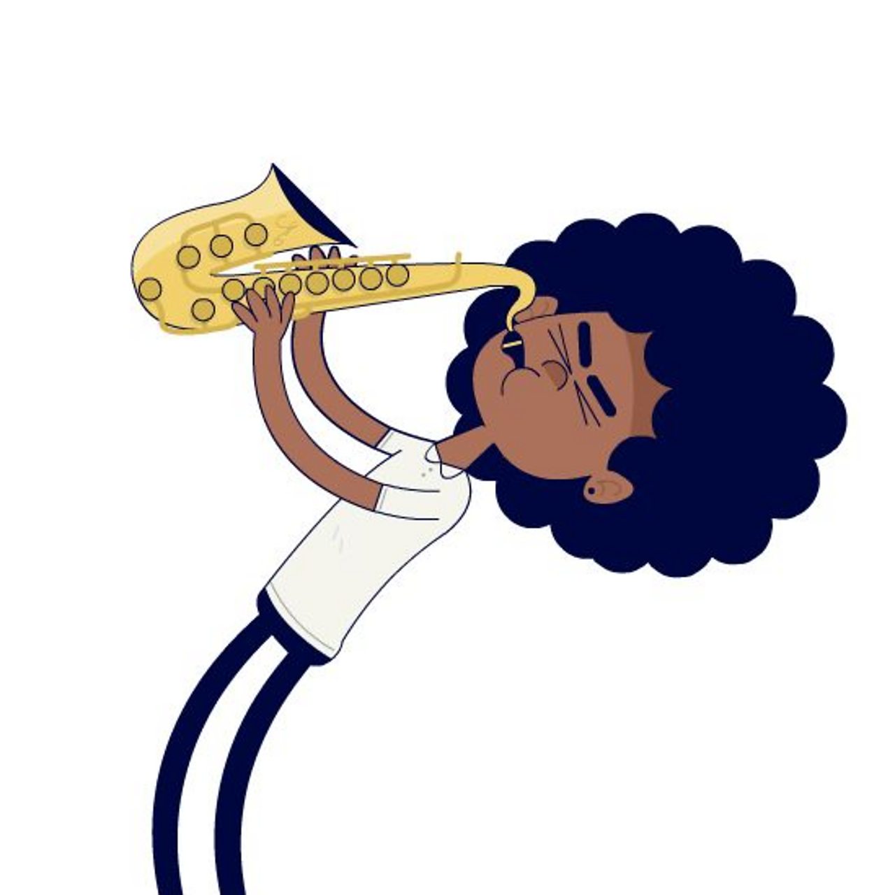 A girl leaning back whilst playing saxophone