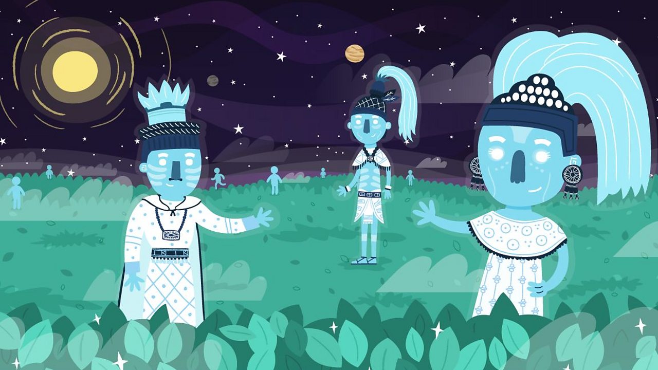 Ancient Maya character in heaven