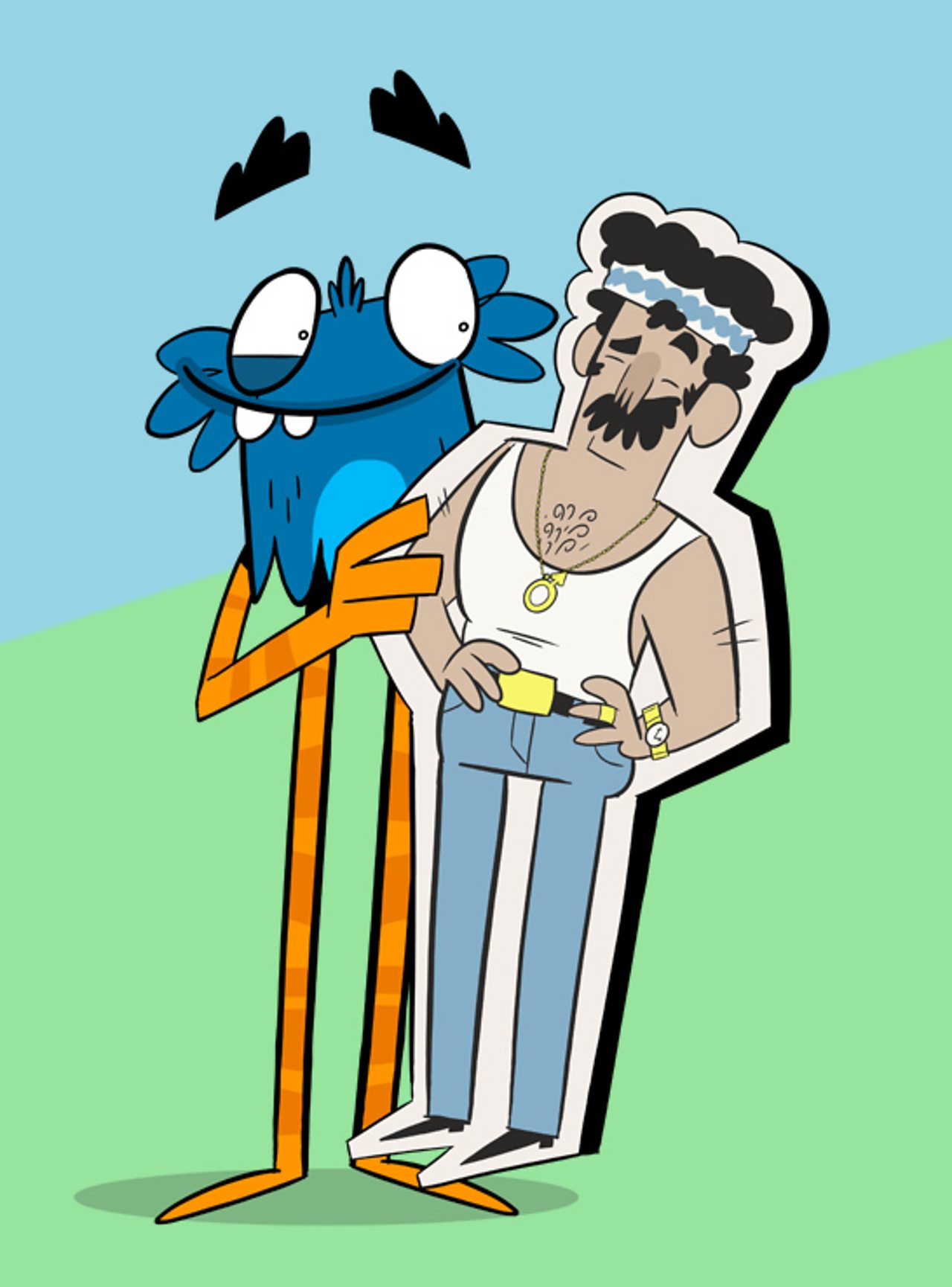fudge the monster holding a man