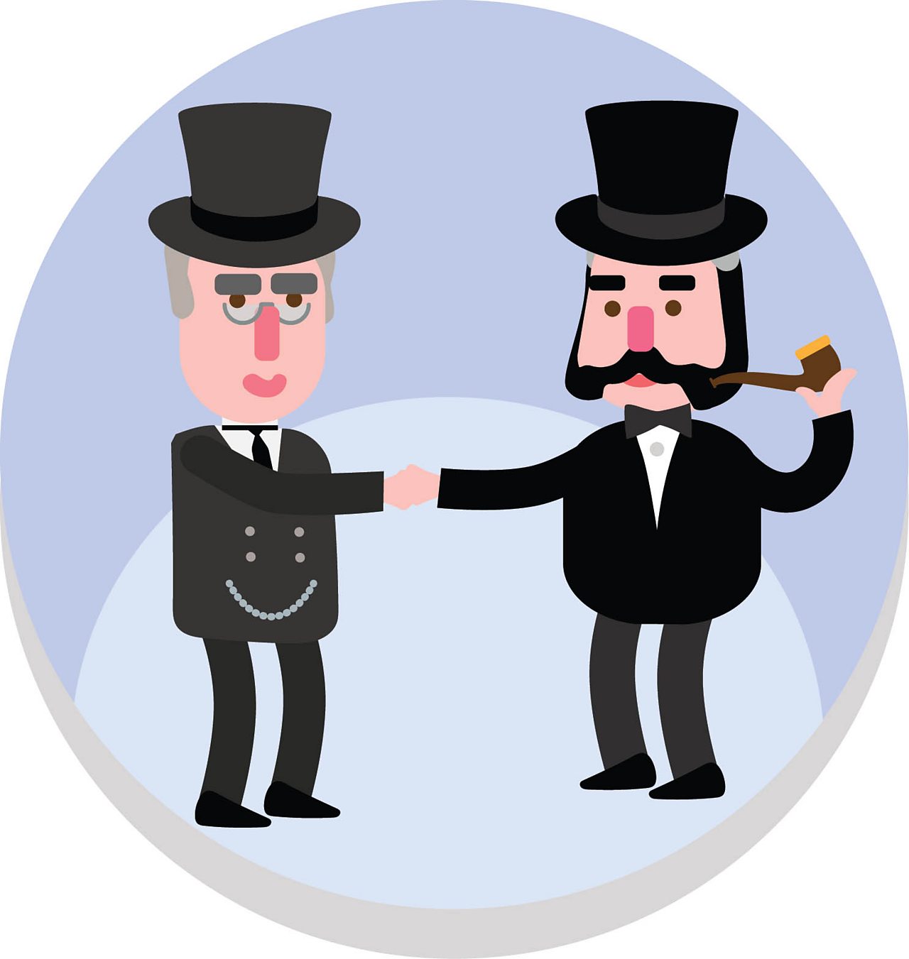 Animated image of two businessmen shaking hands